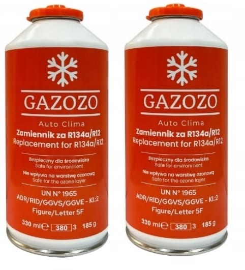 2x GAZ CZYNNIK CHŁODNICZY DO NAPEŁNIANIA KLIMATYZACJI AUT R134A ZAMIENNIK