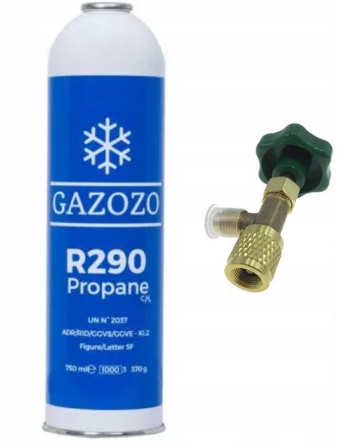 Czynnik Chłodniczy Gaz Propan R290 370g 750ml + ZAWÓR Zestaw