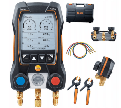Manometry Testo 550s z wężami i sondami temperatury Testo 115i